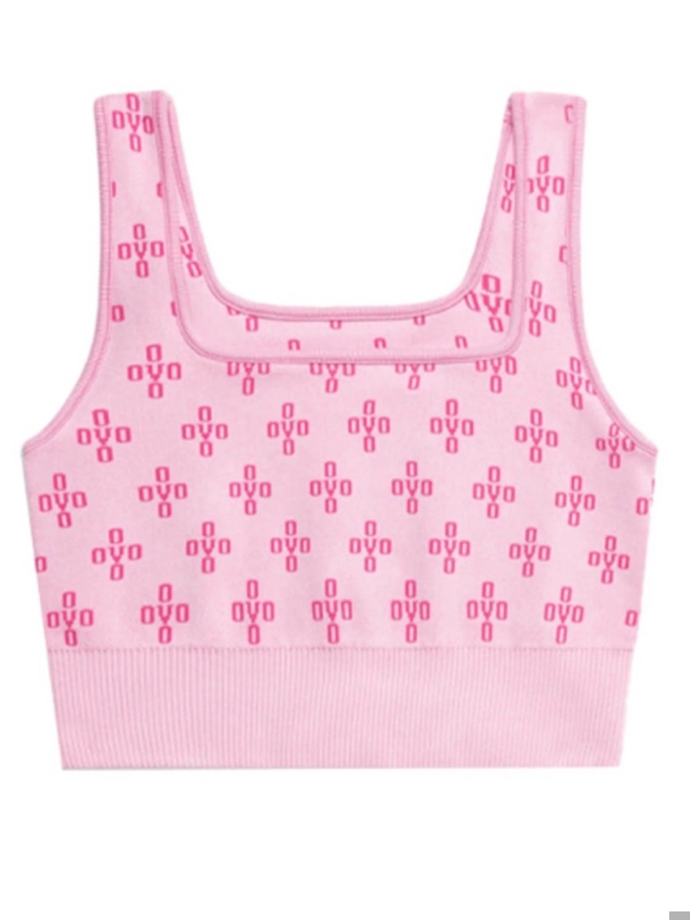OVO Women's Monogram Rib Knit Crop Top Light Pink/Dark Pink Size XS